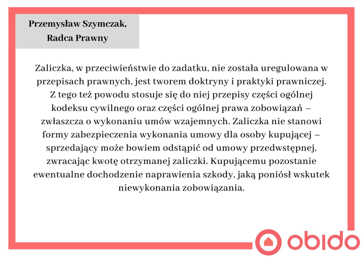 Zaliczka przy zawarciu umowy przedwstępnej a niewykonanie umowy