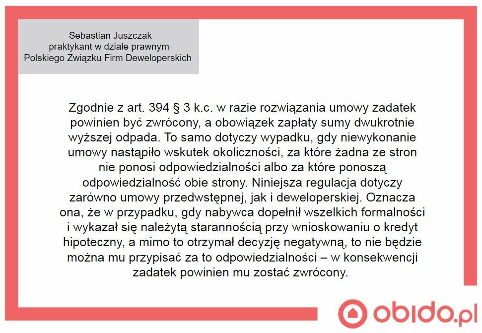 Podpisana Umowa Deweloperska A Odmowa Kredytu Co Robi Obido